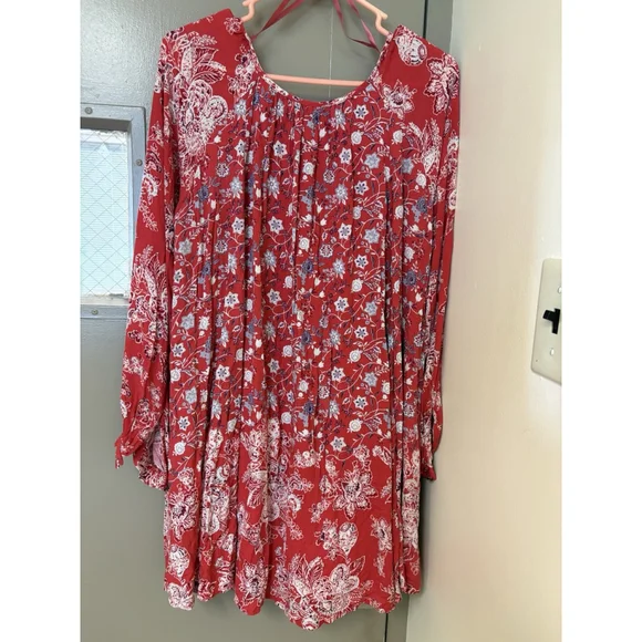 Free People Red Floral Mini Dress - Picture 3 of 10